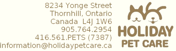 Holiday Pet Care | 8234 Yonge Street | Thornhill | Ontario | Canada | L4J 1W6 | 905-764-2954 | 416-561-7387 | Dog Daycare | Cagefree Dog Boarding | Dog Walking | Cat Sitting | Pet Sitting | Dog Sitting Services | Thornhill | Richmond Hill | Toronto | Ontario | Canada